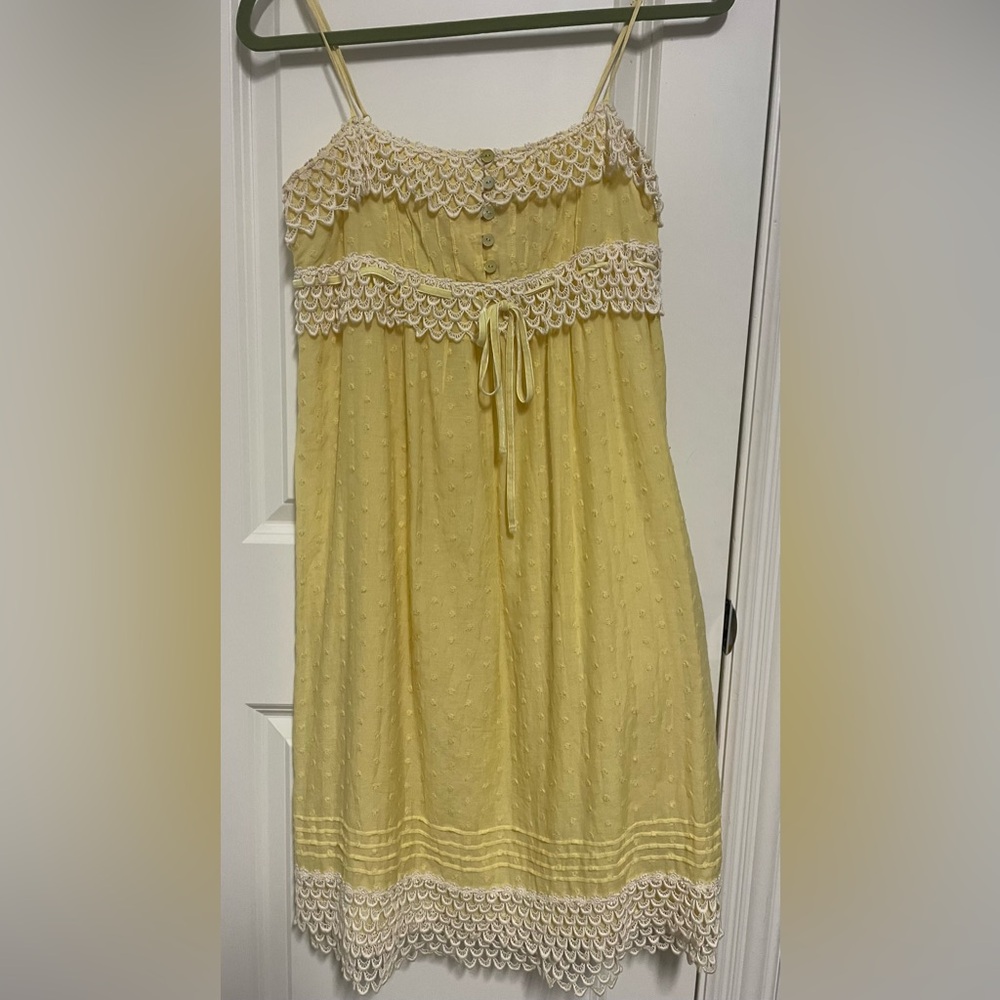 Juicy Couture Yellow and White Embroidery Lace Dress
